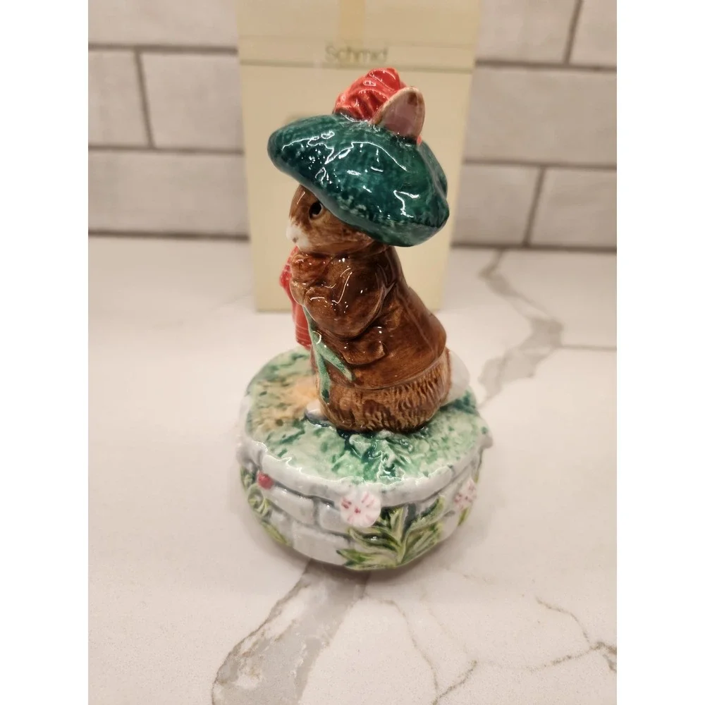 Vintage Schmid Benjamin Bunny Figurine Music Box – Beatrix Potter With Box